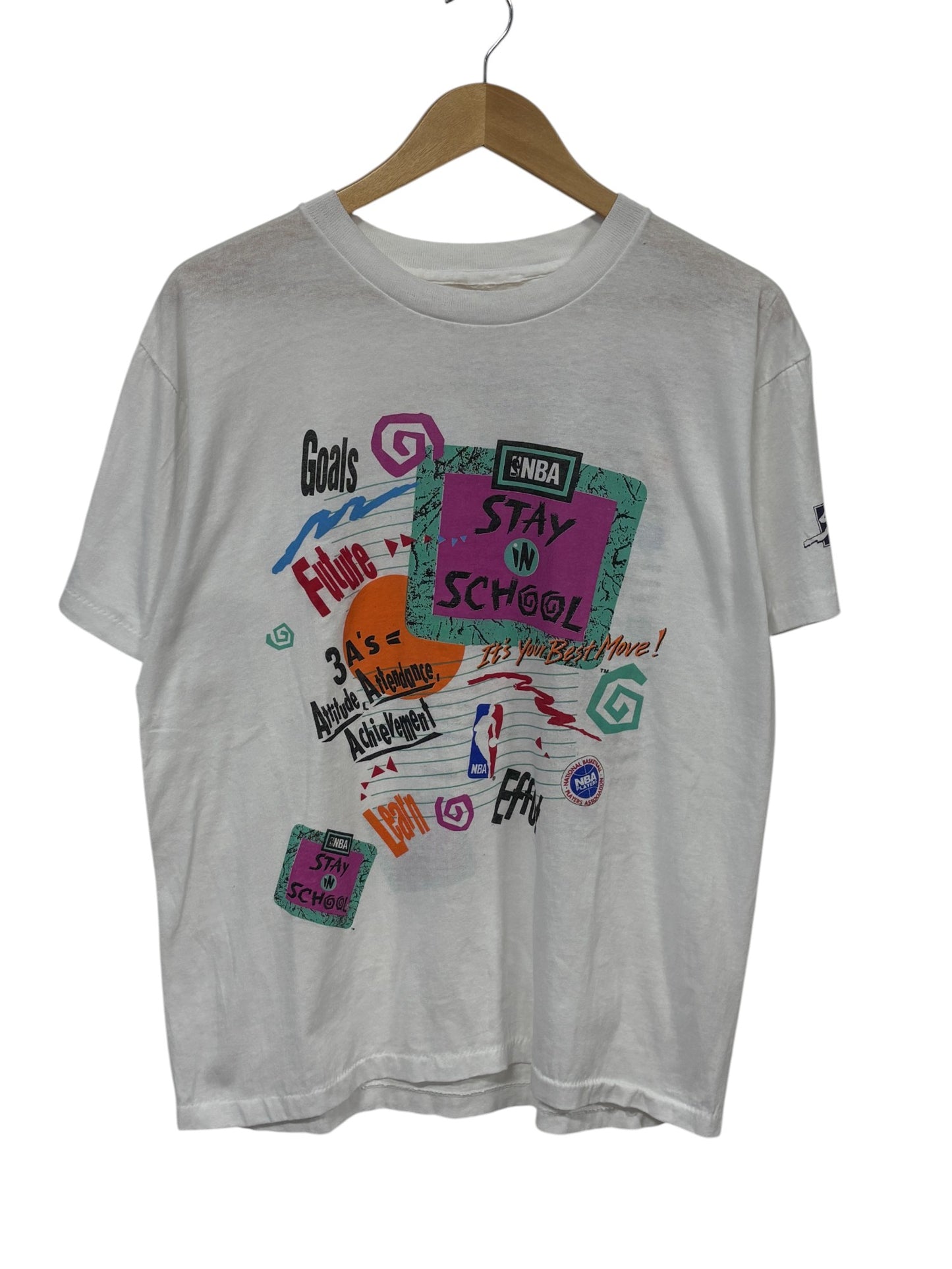 Vintage 90's NBA Stay in School Graphic Tee Size Large