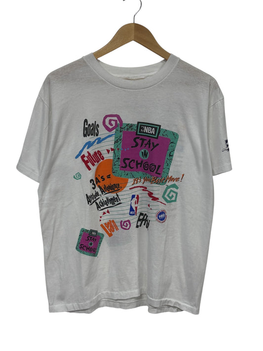 Vintage 90's NBA Stay in School Graphic Tee Size Large