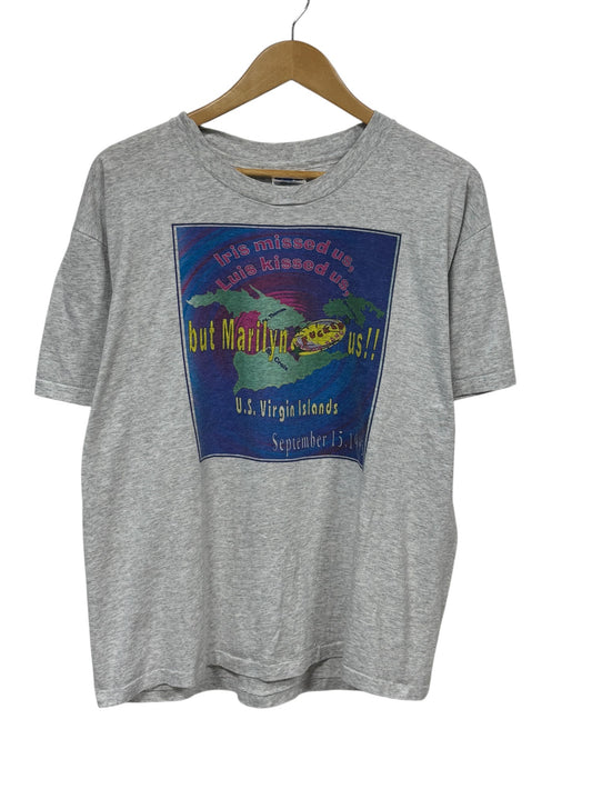Vintage 1995 Hurricane Marilyn Virgin Islands F'ed Us Graphic Tee Size Large