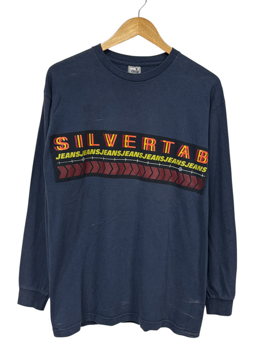 Vintage 90's Levi's Silvertab Blue Long Sleeve Graphic Shirt Size Medium