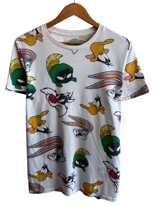Vintage Y2K Looney Tunes Cartoon All Over Print Graphic Tee Size Medium