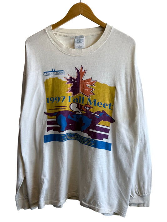 Vintage 1997 Churchill Downs Horse Racing Longo Sleeve Shirt Size XL