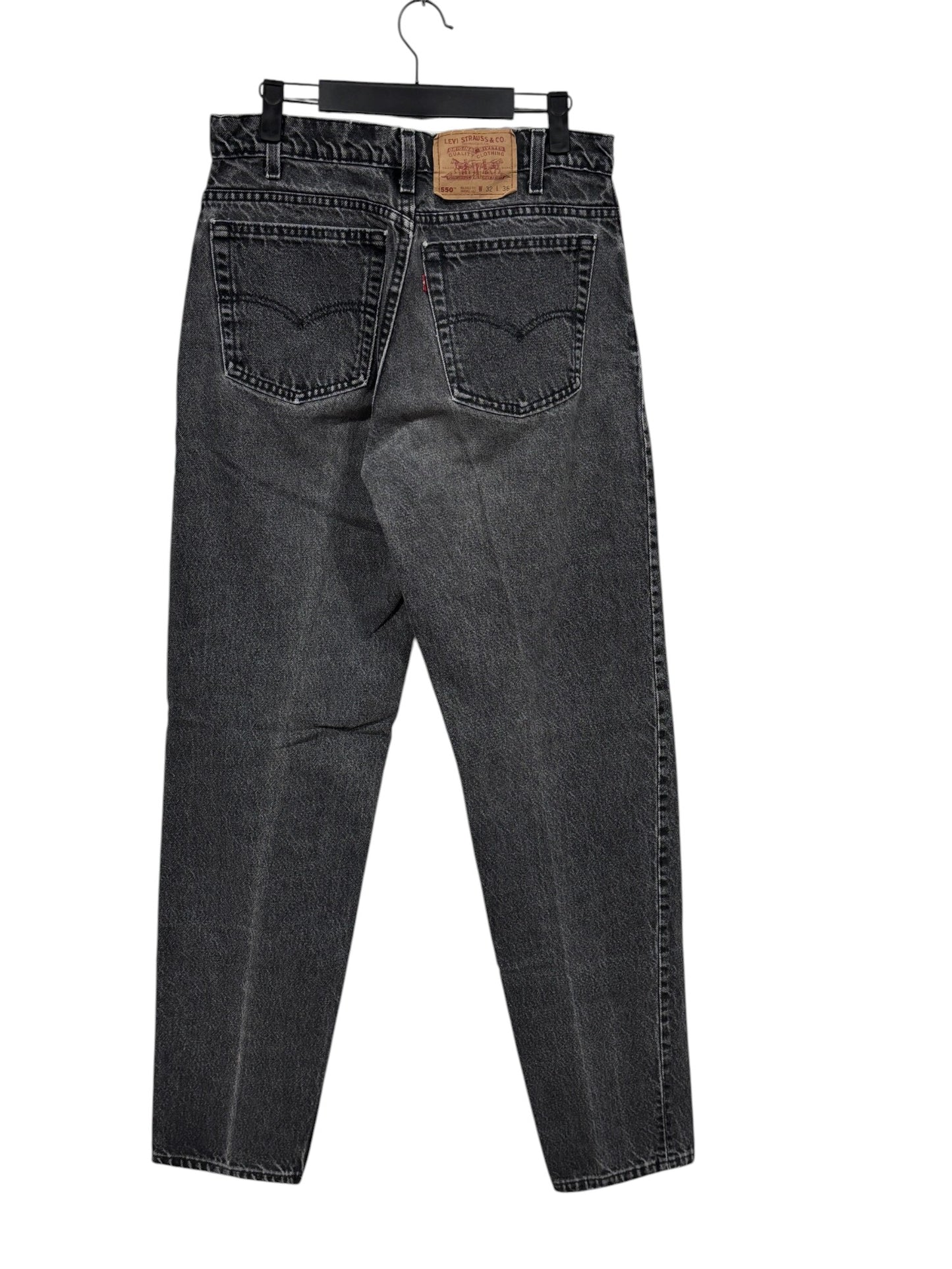 Vintage 90's Levi's 550 Made in USA Black Faded Denim Jeans Size 30x35