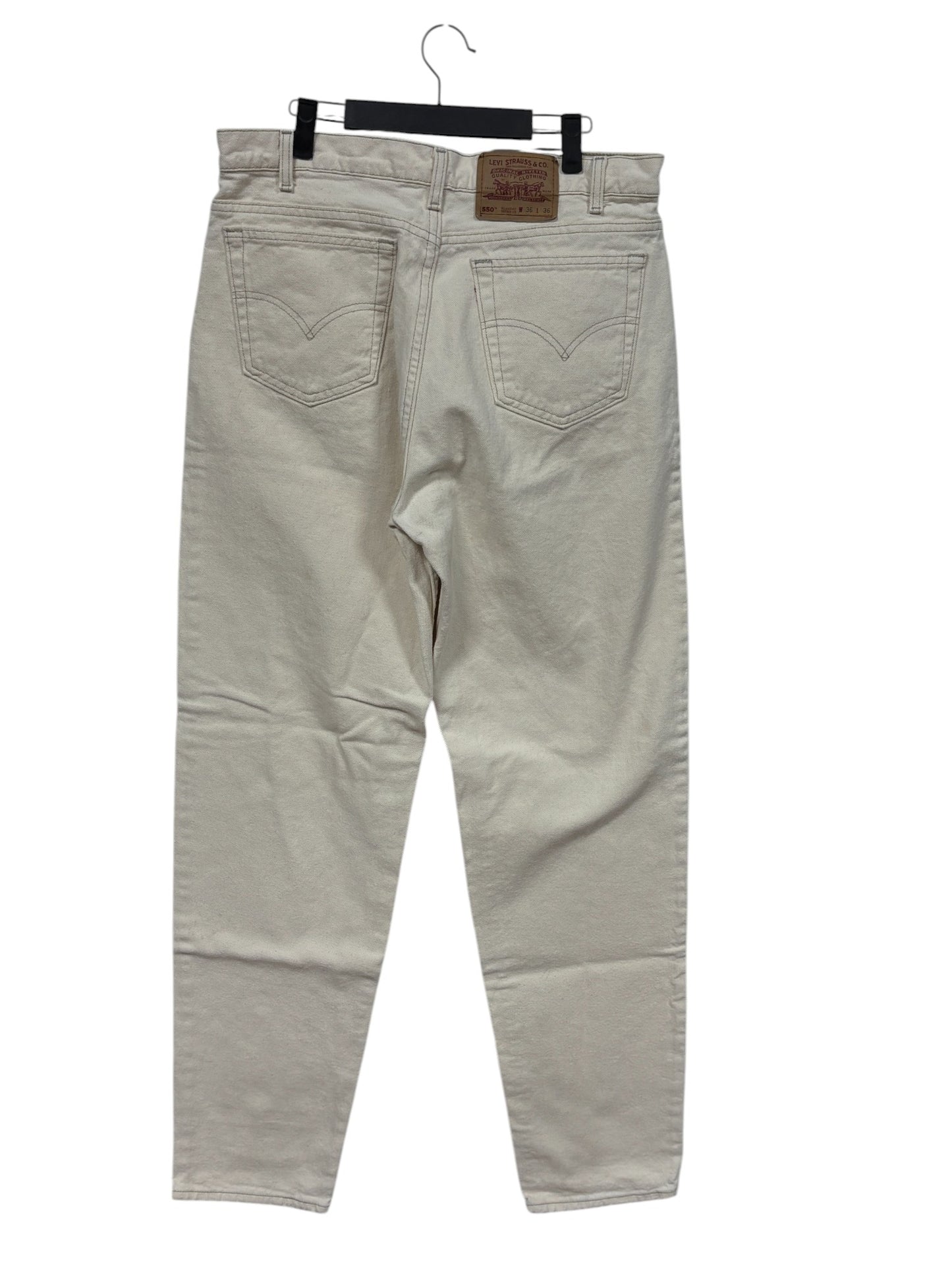 Vintage 90's Levi's 550 Relaxed Fit Tapered Leg White Denim Jeans Size 35x35