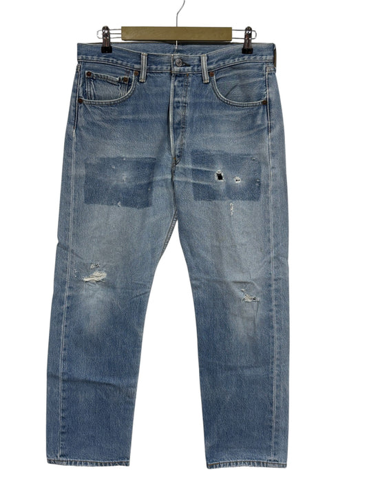 Vintage 90's Levi's Made in USA Patched 501 Denim Jeans Size 33x29