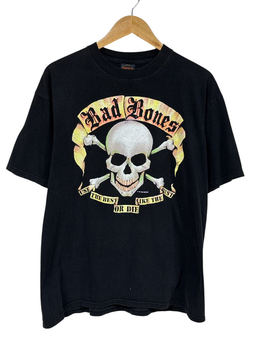 Vintage 90's Bad Bones Use the Best Die Like the Rest Biker Tee Size Large