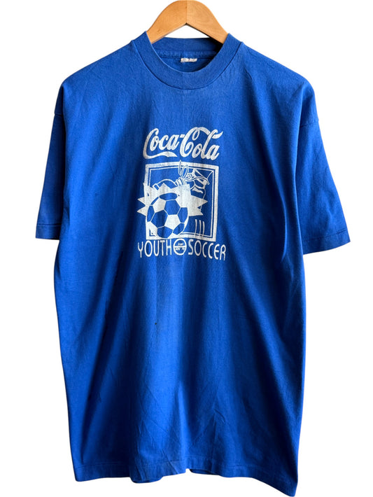 Vintage 90's Coca Cola Youth Soccer Graphic Tee Size XL