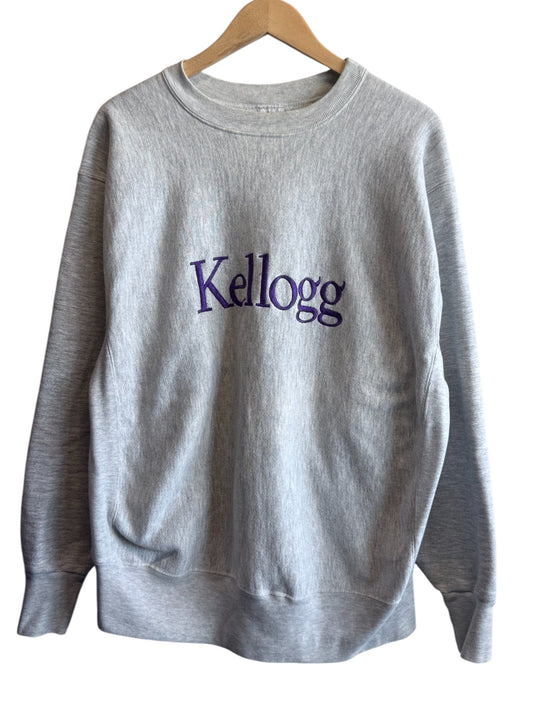 Vintage 90's Kellogg Reverse Weave Grey Crewneck Sweater Size XXL