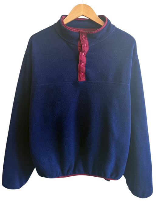 Vintage Land's End Navy Blue Fleece Sweater Size Medium