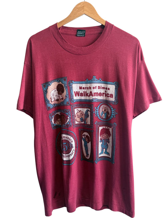 Vintage 90's March of Dimes Walk America Graphic Tee Size Large