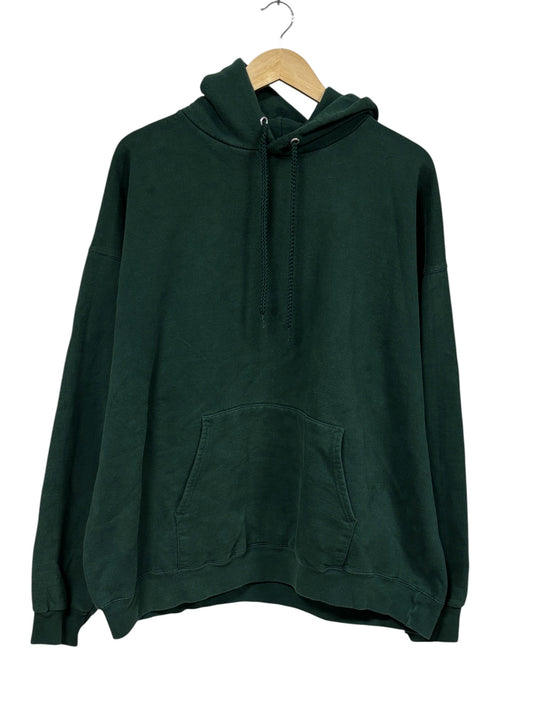 Vintage 90's Hanes Forest Green Blank Pullover Hoodie Size XL