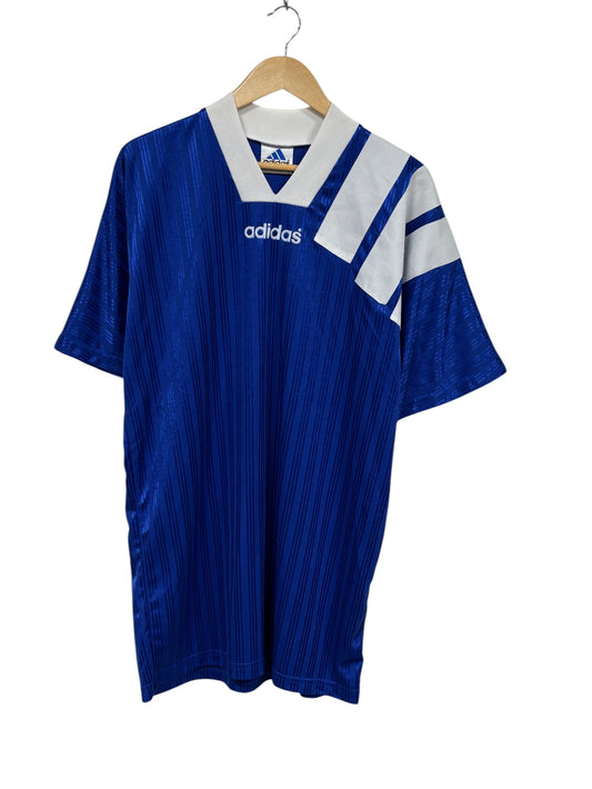 Vintage 90's Adidas Blue Three Stripes Soccer Jersey Size Large Tall