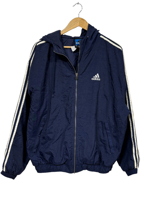 Vintage 90's Adidas Three Striped Navy Blue Jacket Size Large