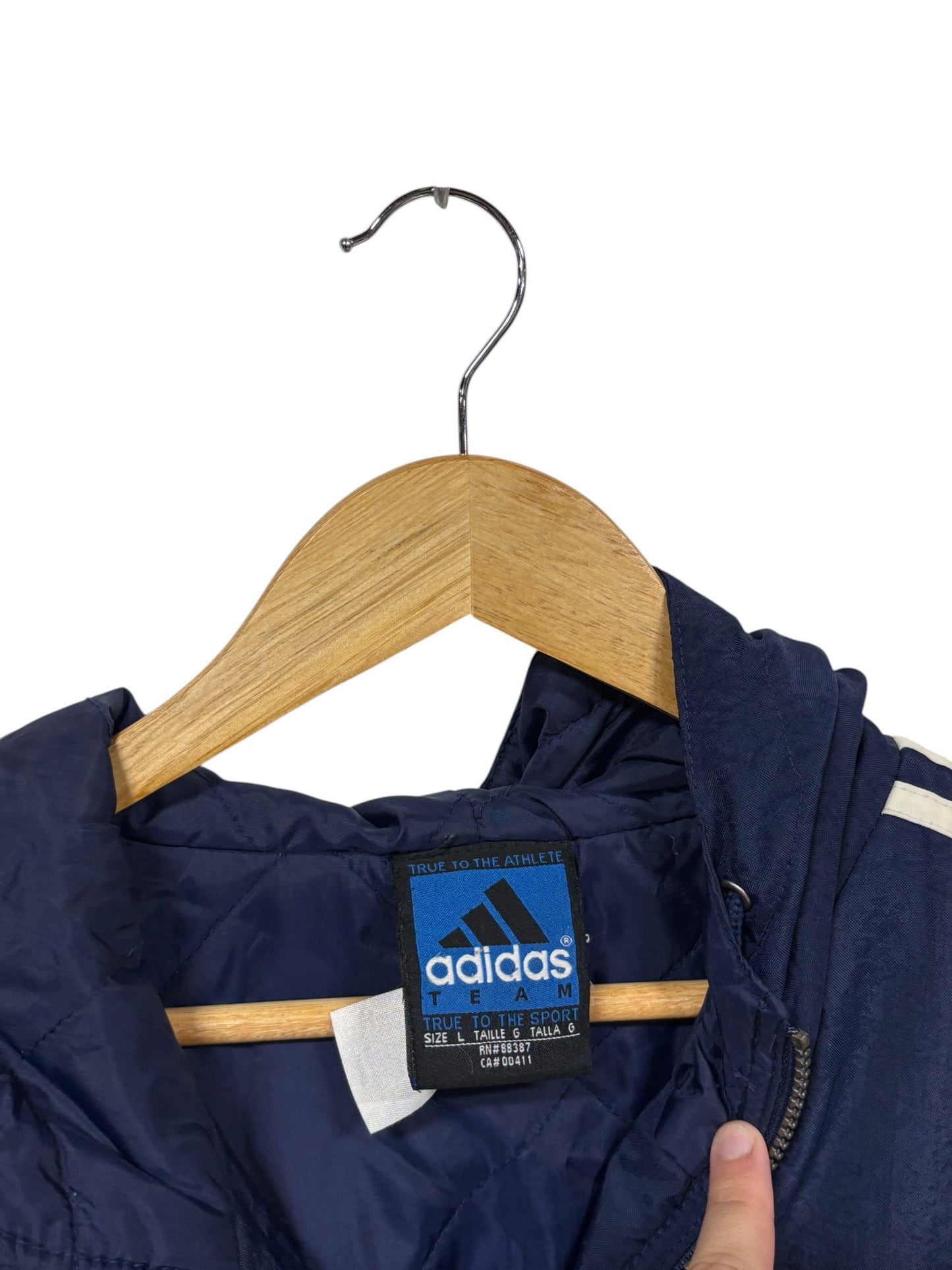 Vintage 90's Adidas Three Striped Navy Blue Jacket Size Large