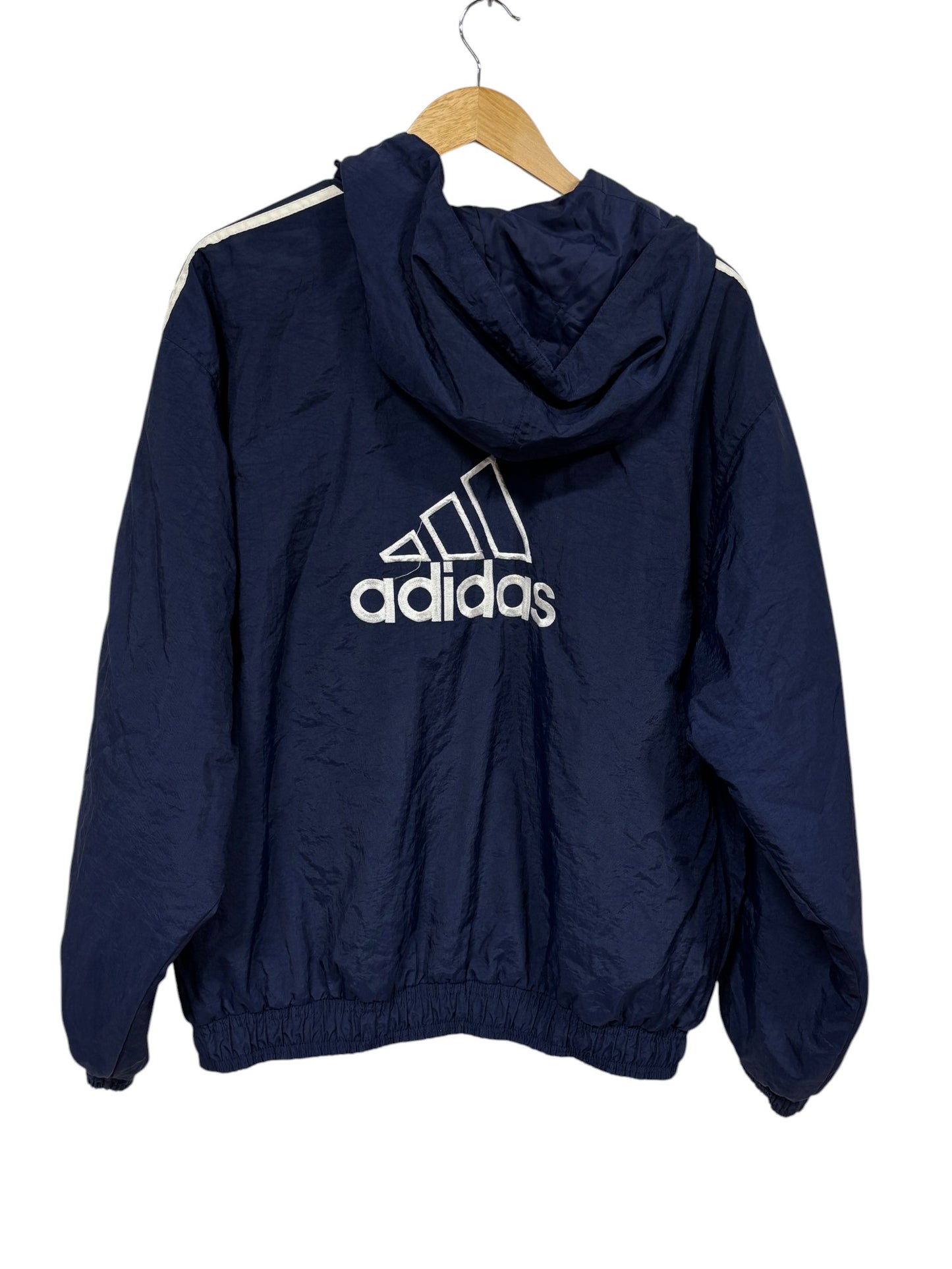 Vintage 90's Adidas Three Striped Navy Blue Jacket Size Large