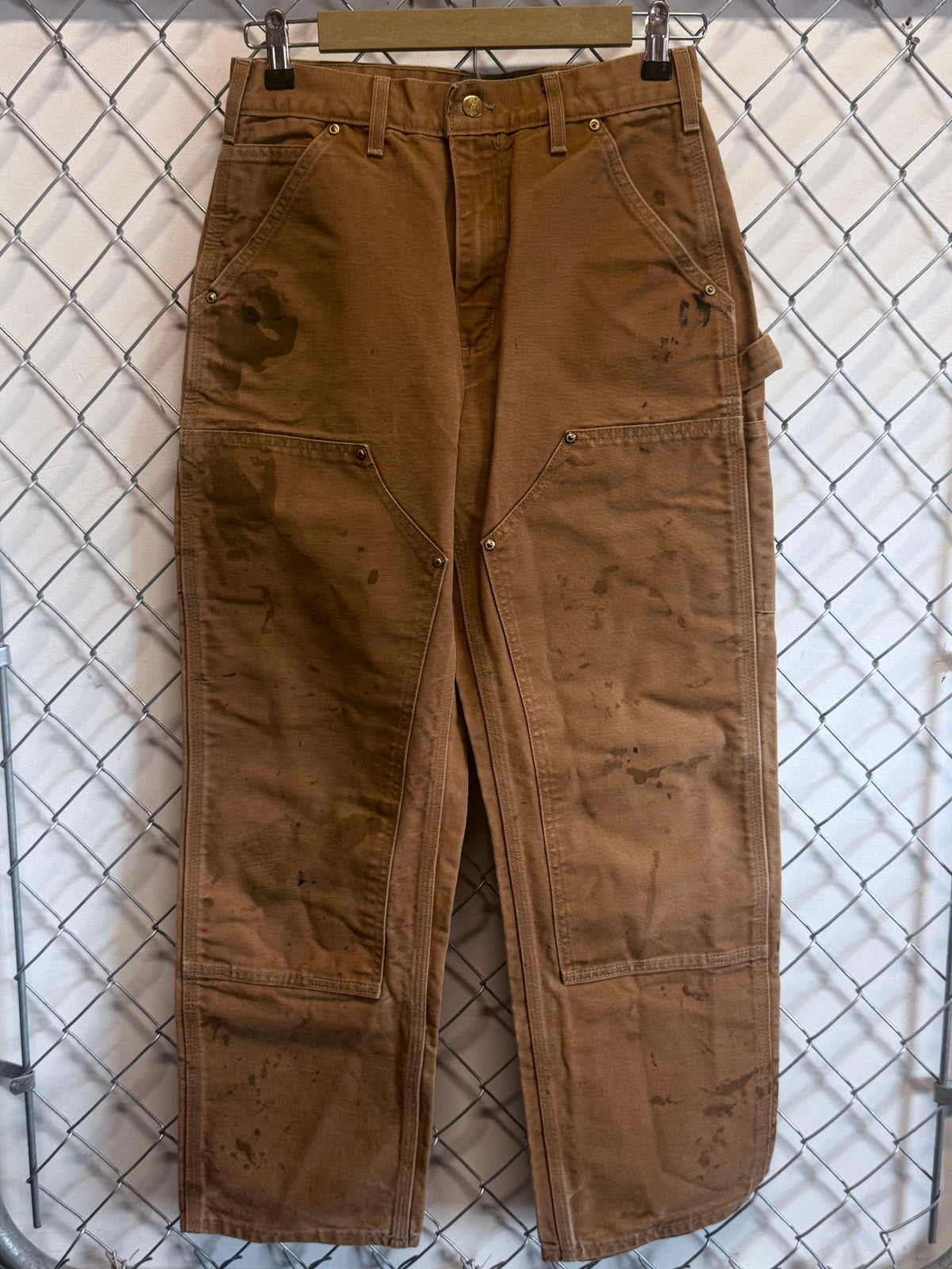 Vintage Carhartt Distressed Brown Double Knee Carpenter Pants Size 30x28