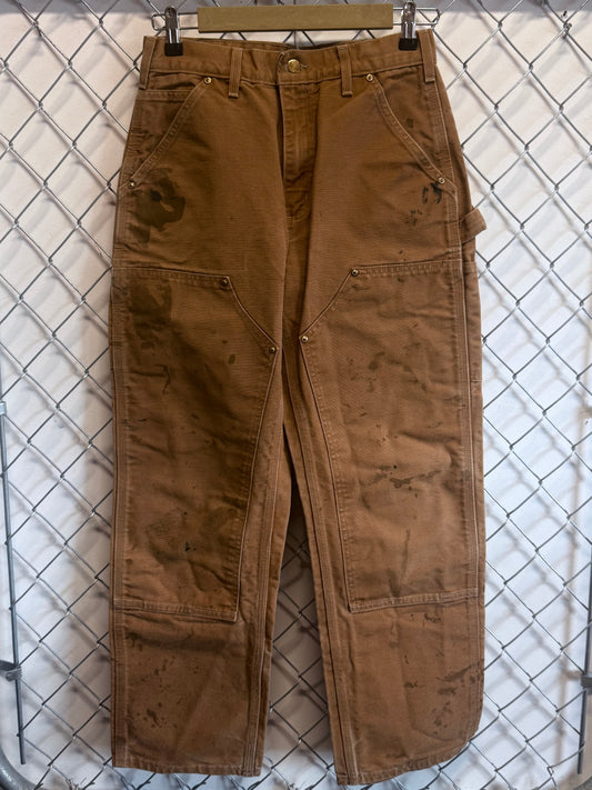 Vintage Carhartt Distressed Brown Double Knee Carpenter Pants Size 30x28