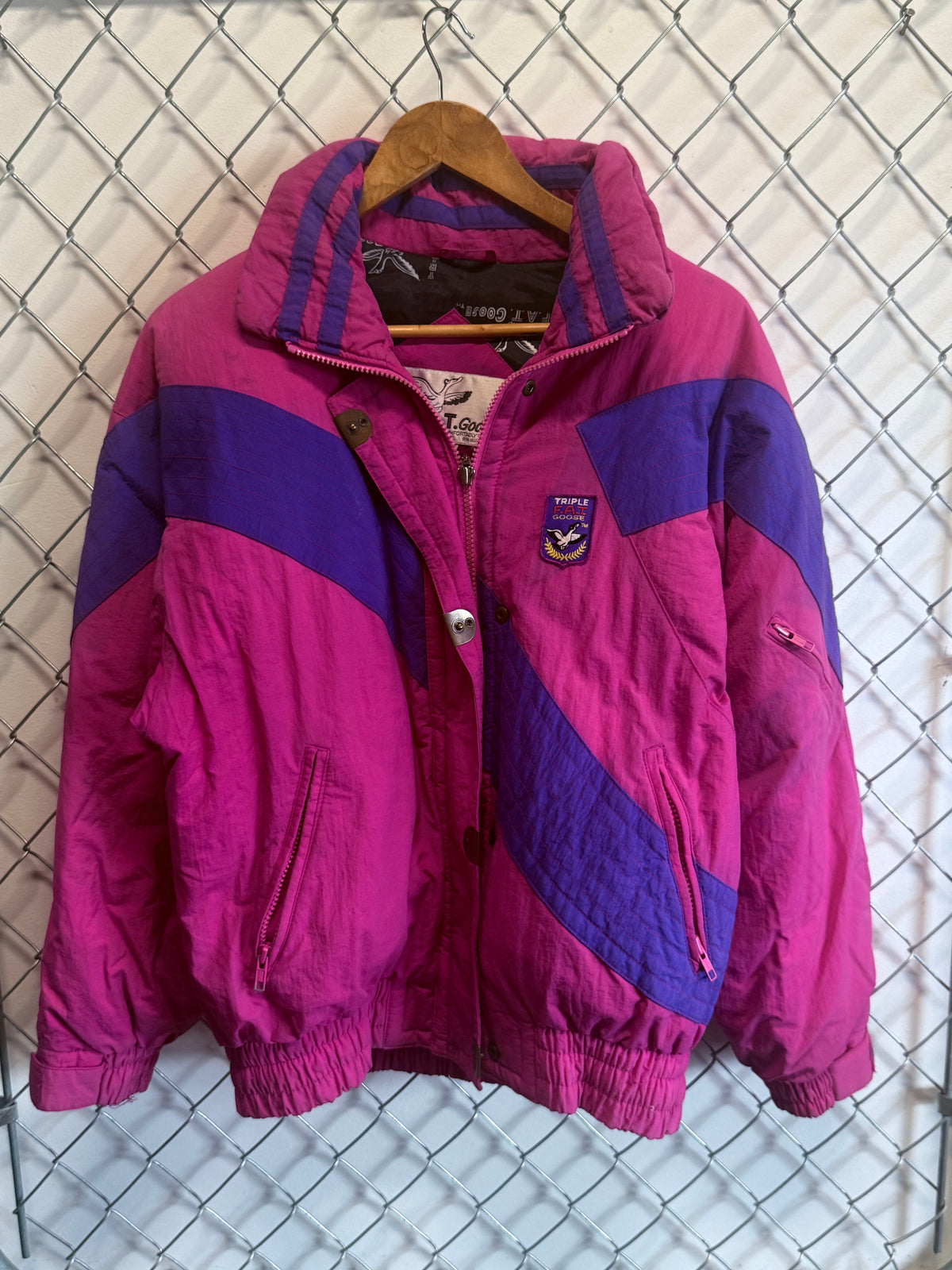 Vintage Triple FAT Goose Down Insulated Pink Purple Jacket Size Medium