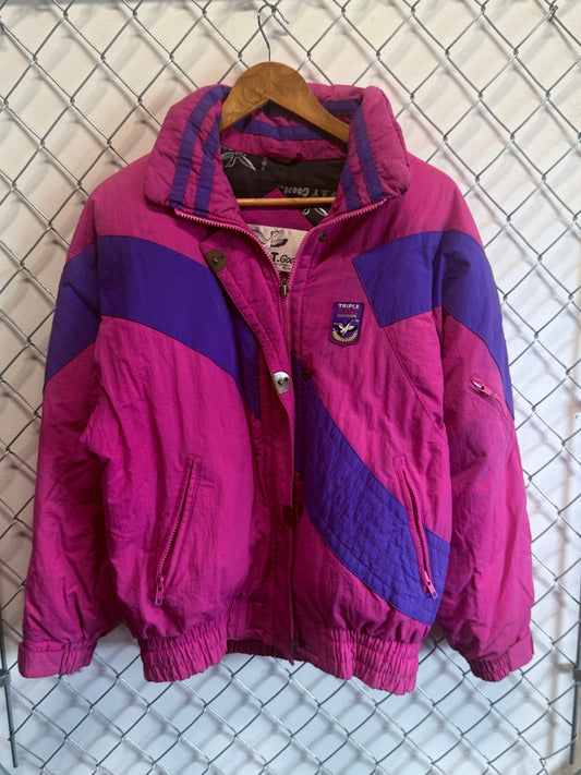 Vintage Triple FAT Goose Down Insulated Pink Purple Jacket Size Medium