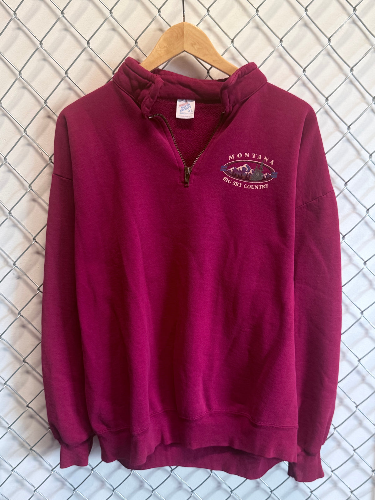 Vintage 90's Jerzees Montana Big Sky Country Quarter Zip Sweater Size XL