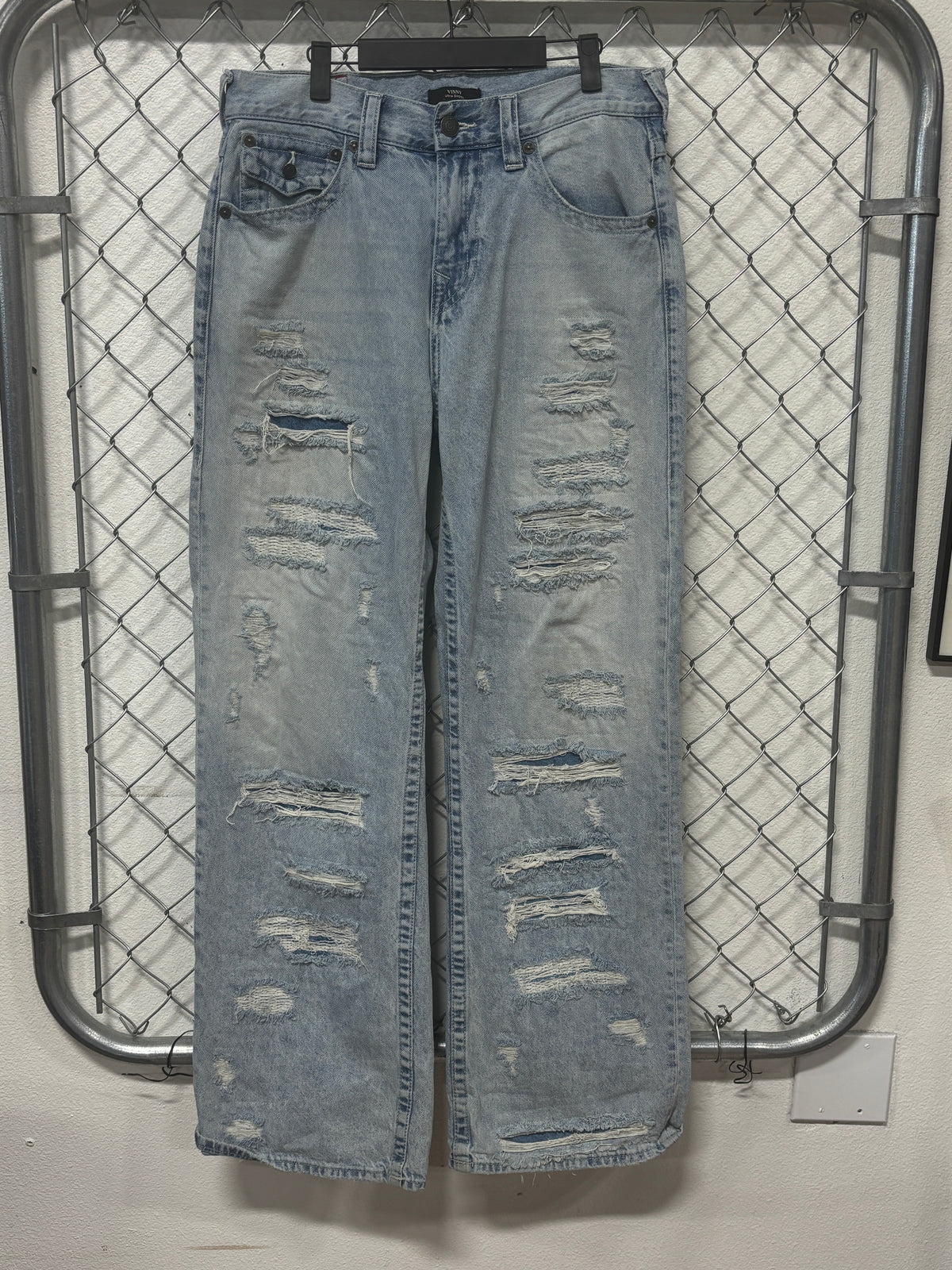 True Religion Vinny Ultra Baggy Distressed Denim Jeans Size 34x33