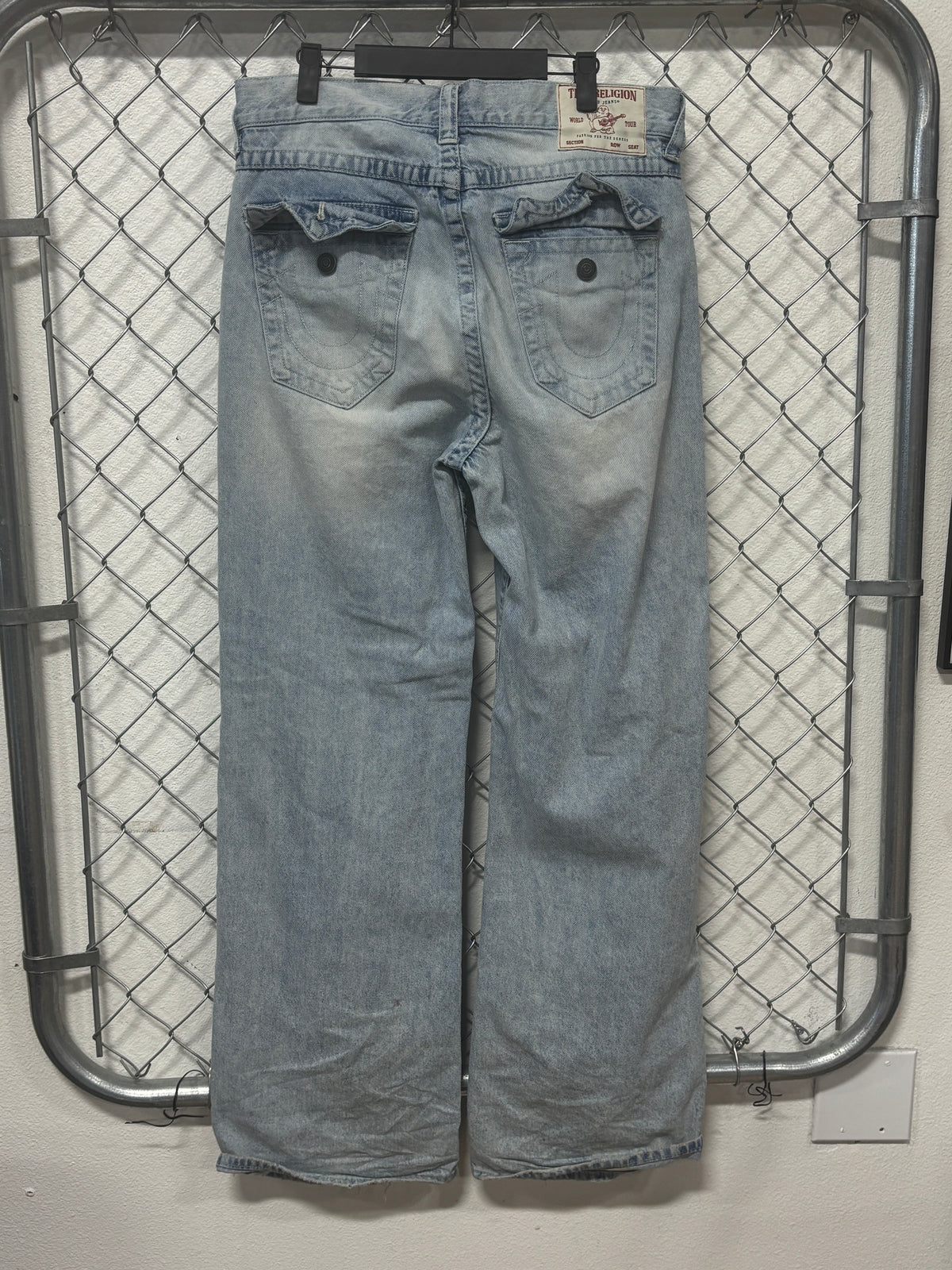 True Religion Vinny Ultra Baggy Distressed Denim Jeans Size 34x33