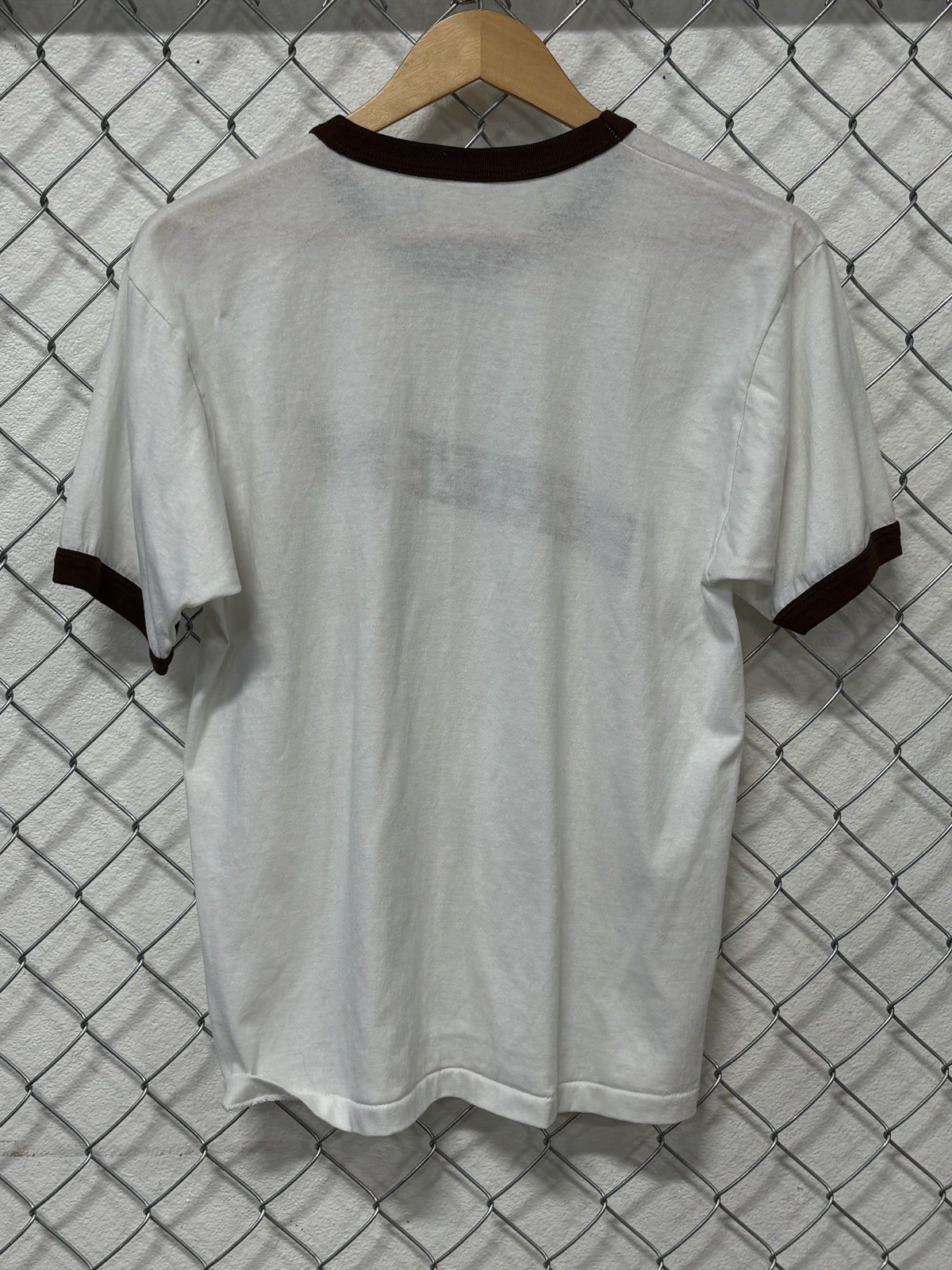 Vintage 80's Energize Me Ringer White Graphic Tee Size Large