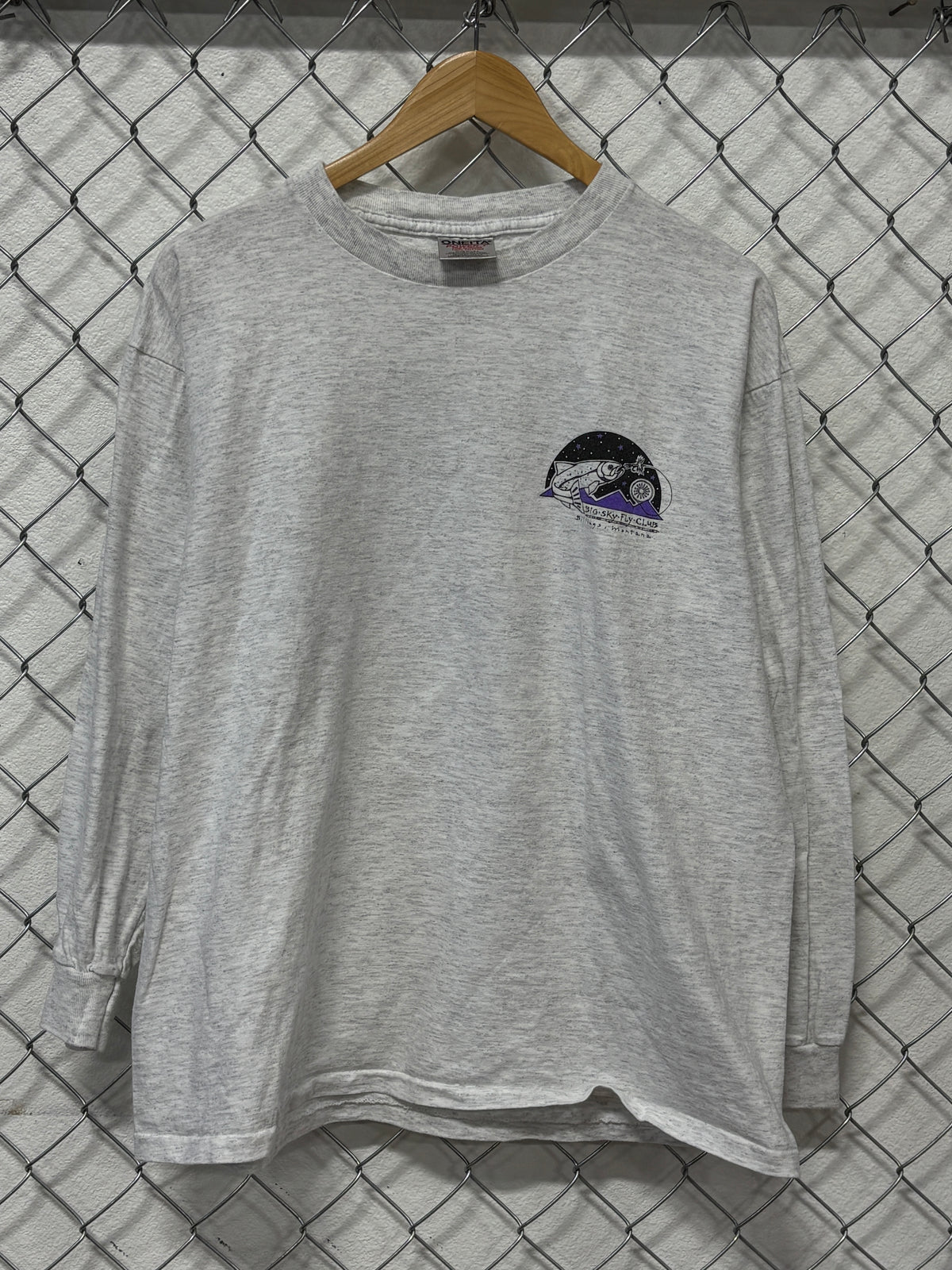 Vintage 90's Montana Big Sky Fly Fishing Club Long Sleeve Shirt Size Large