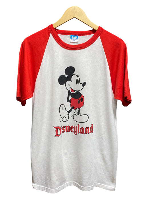 Vintage 80's Disney Mickey Mouse Disneyland Ringer Style Tee Size Large