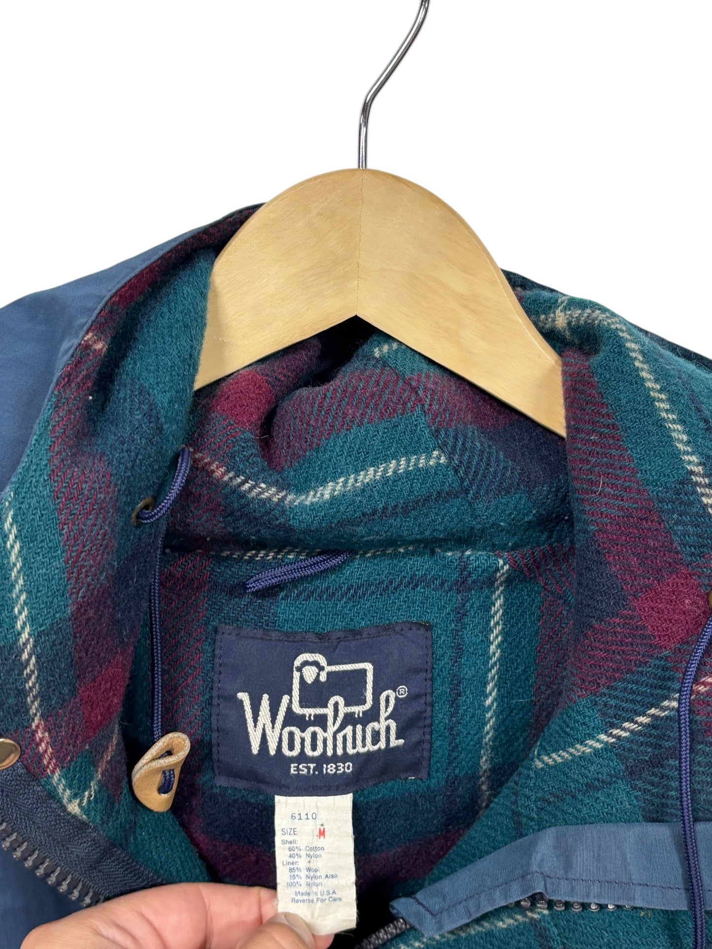 Vintage Woolrich Flannel Lined Blue Parka Jacket Size Medium