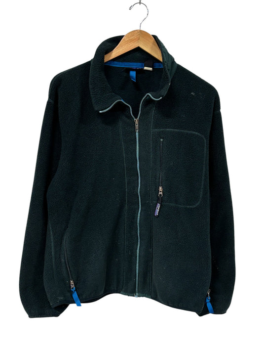 Vintage Patagonia Made in USA Dark Green Fleece Zip Up Jacket Size Large