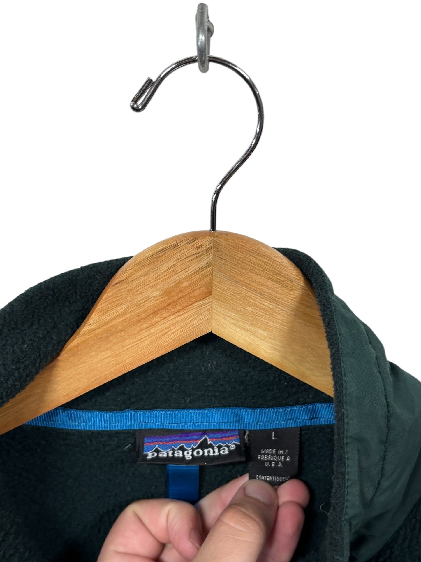 Vintage Patagonia Made in USA Dark Green Fleece Zip Up Jacket Size Large