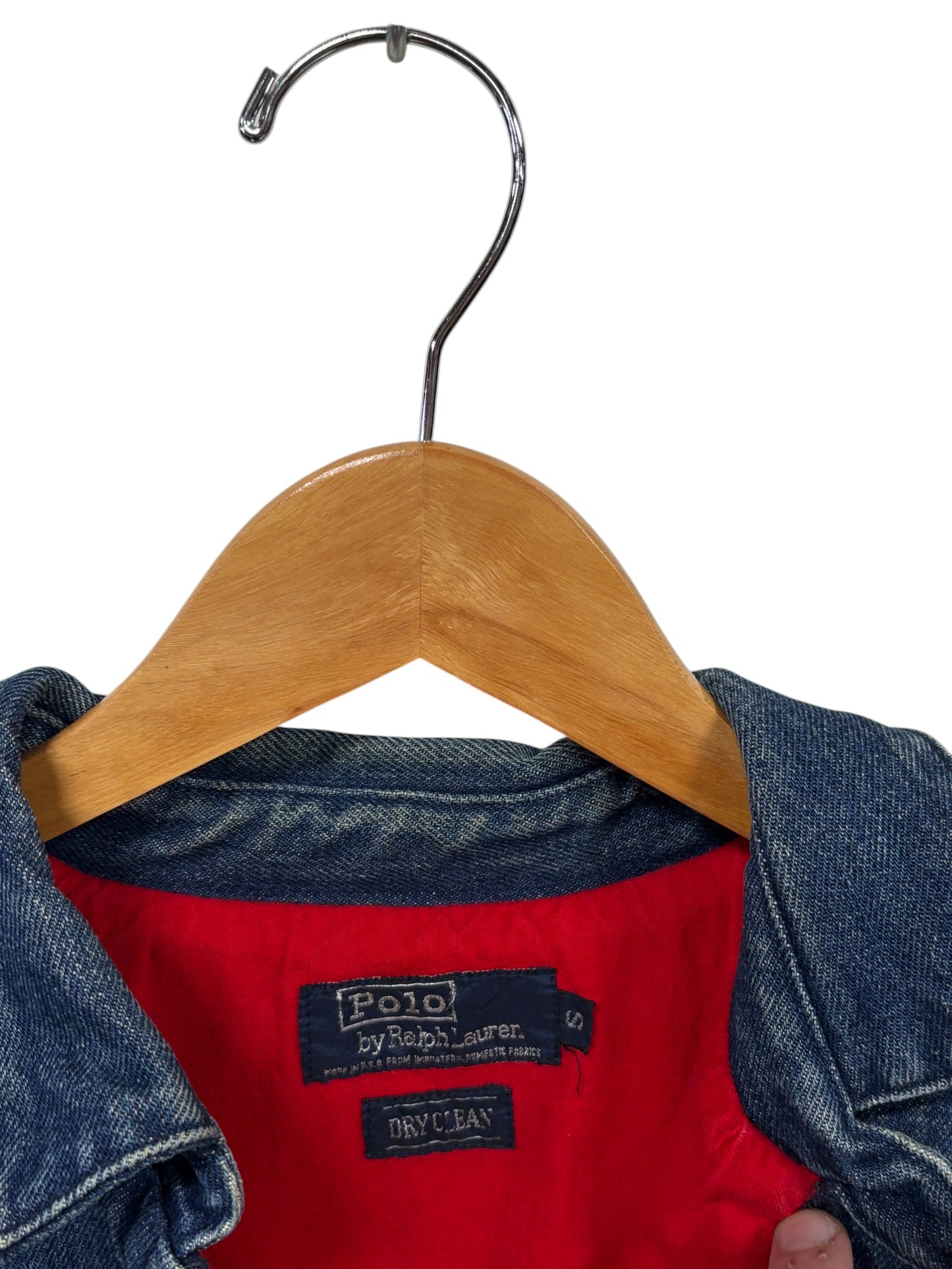 Vintage 80's Polo Ralph Lauren Denim Zip Up Lined Bomber Jacket Size Small