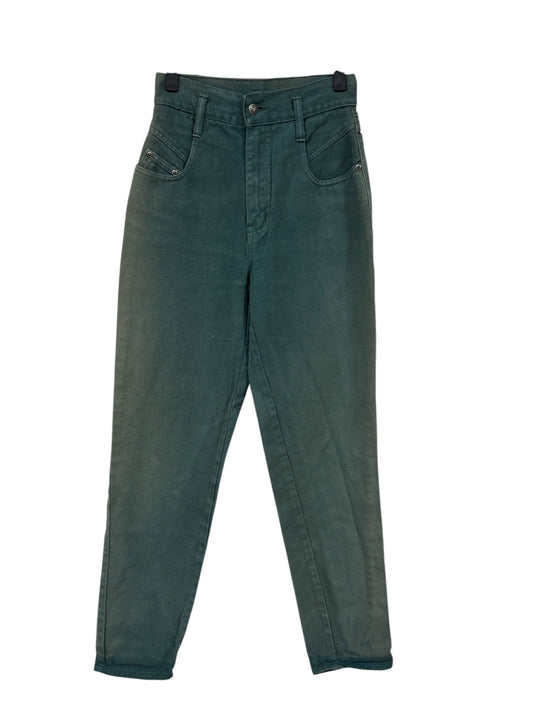 Vintage 90's Women's Green High Waisted Denim Jeans Size 25x28
