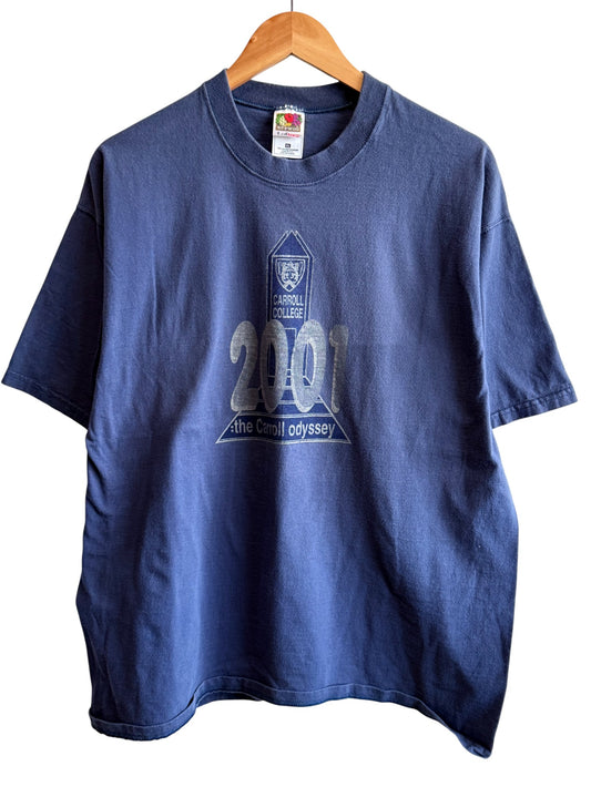 Vintage 2001 Carroll College Space Odyssey Graphic Tee Size XL