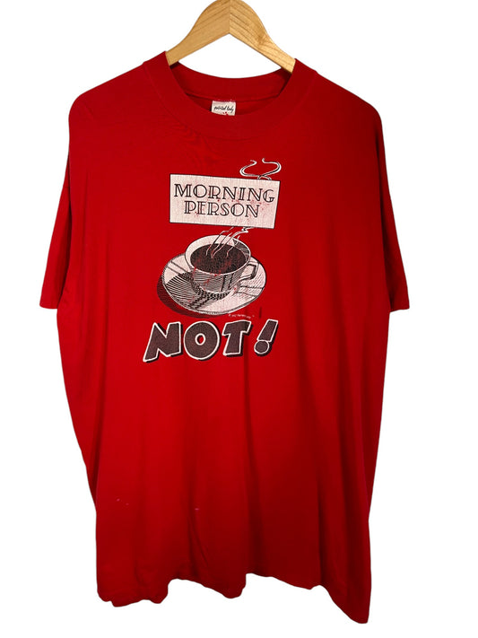 Vintage 1992 Coffee Morning Person Graphic Tee Size XXL