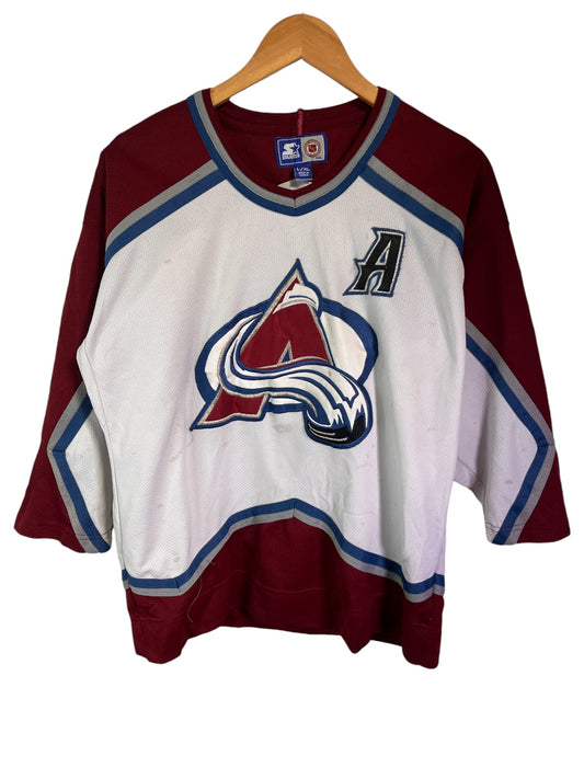 Vintage 90's Starter Colorado Avalanche Forsberg NHL Jersey Size Youth XL