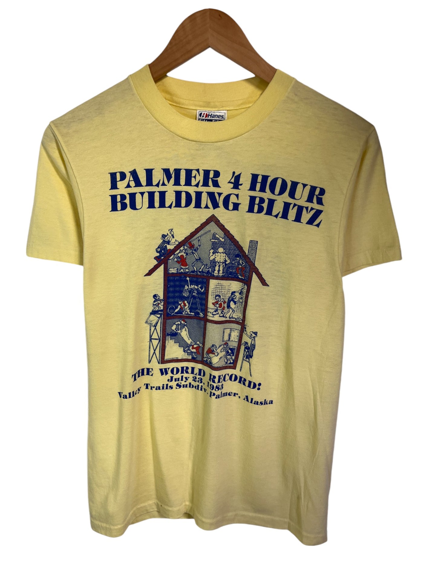 Vintage 80's Alaska Home Building Blitz Graphic Tee Size Medium