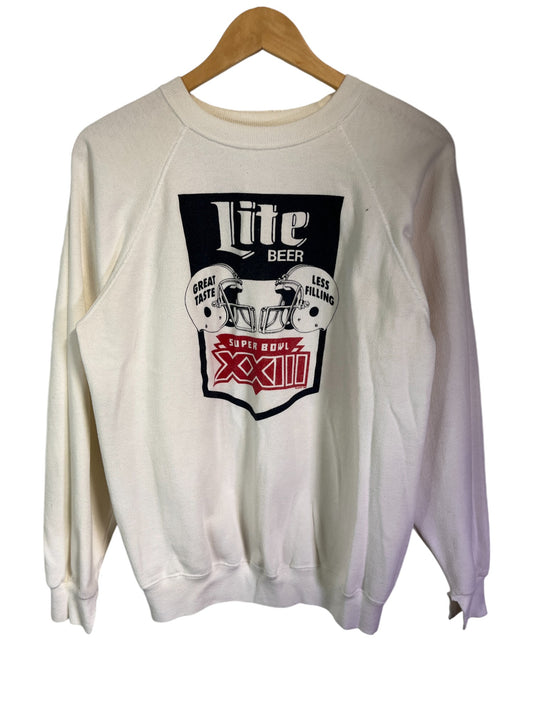 Vintage 90's Miller Lite Super Bowl Beer Crewneck Sweater Size Medium