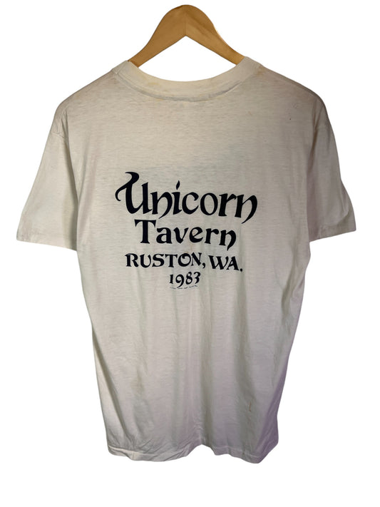 Vintage 80's Unicorn Tavern Ruston Washington Bar Tee Size Large