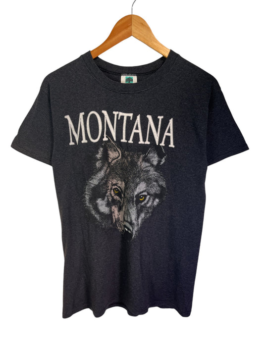 Vintage 90's Montana Wolf Portrait Nature Graphic Tee Size Medium