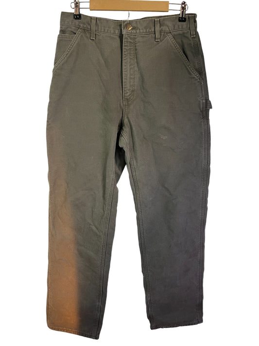 Vintage Carhartt Blanked Lined Olive Green Carpenter Pants Size 33x35