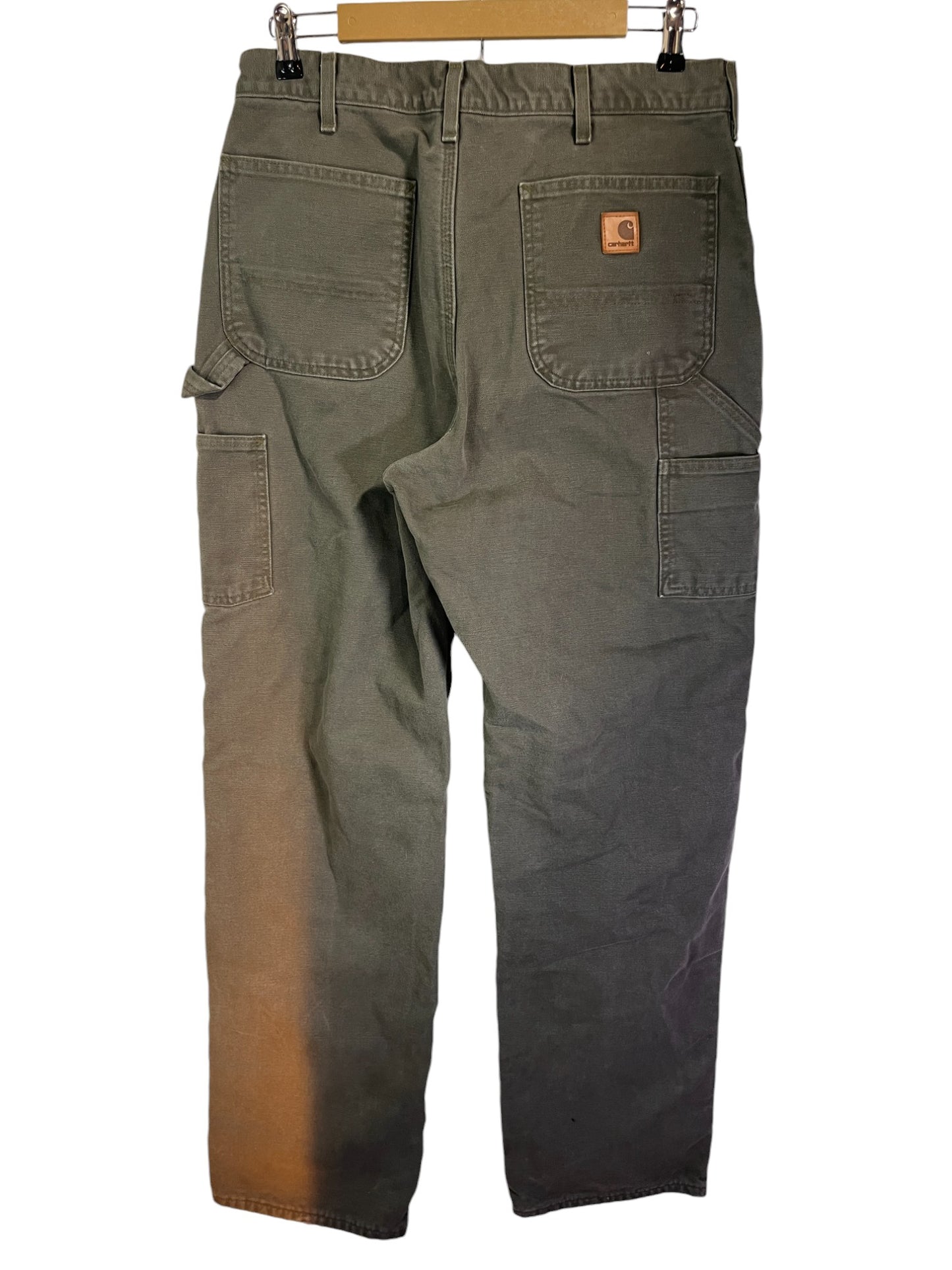 Vintage Carhartt Blanked Lined Olive Green Carpenter Pants Size 33x35