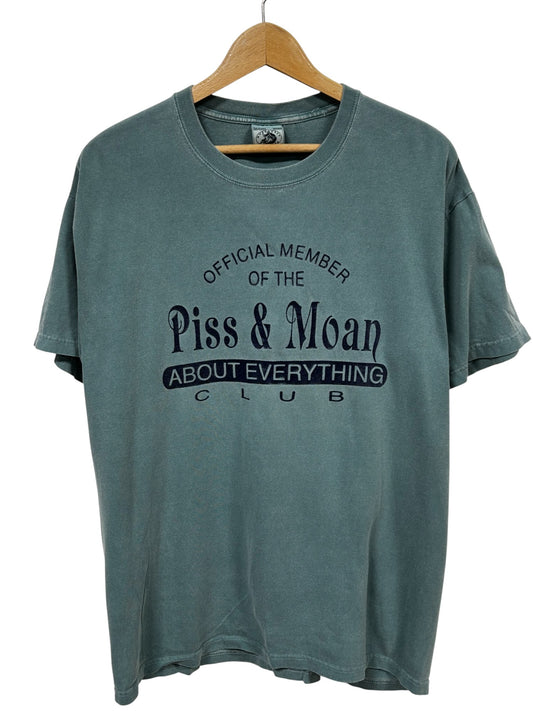 Vintage 90's Piss & Moan About Everything Club Graphic Tee Size Medium
