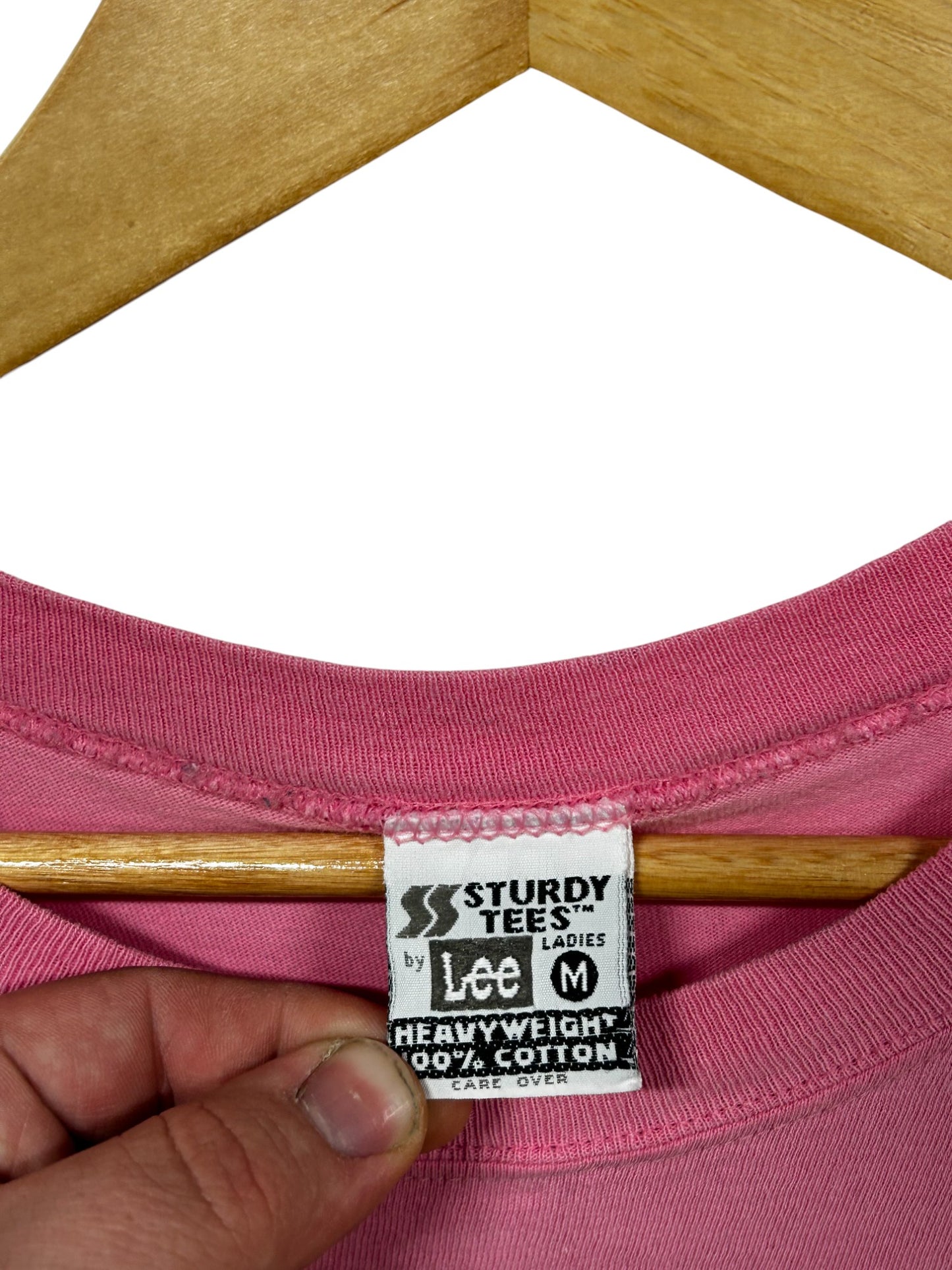 Vintage 90's Lee Women's Sturdy Pink Blank Tee Size Medium