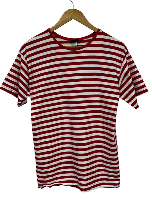 Vintage 90's Red White Striped Tee Size Medium