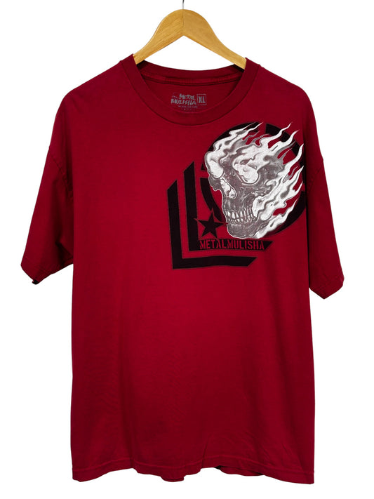 Vintage Y2K Metal Mulisha Flaming Skull Graphic Tee Size XL