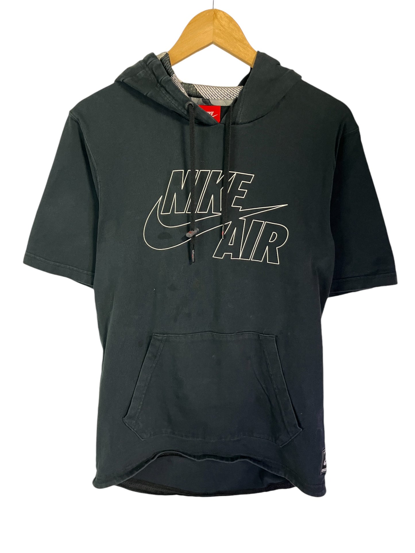 Nike Air Outline Black Short Sleeve Hoodie Size Small