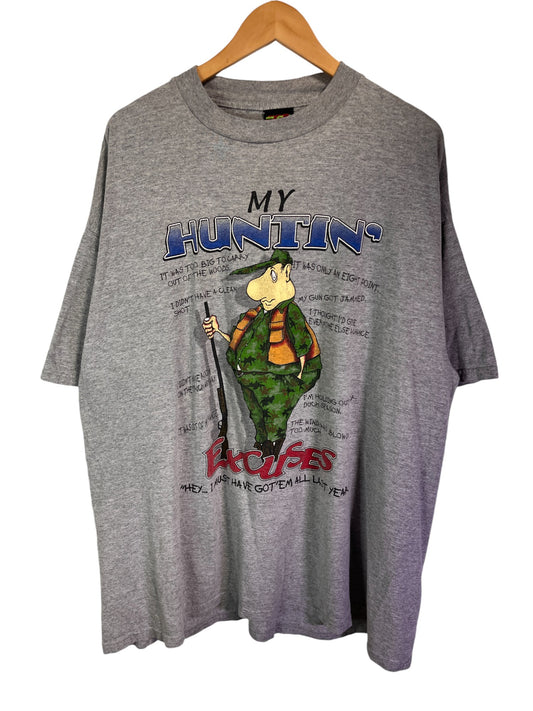 Vintage 90's My Hunting Excuses Humor Graphic Tee Size 3XL