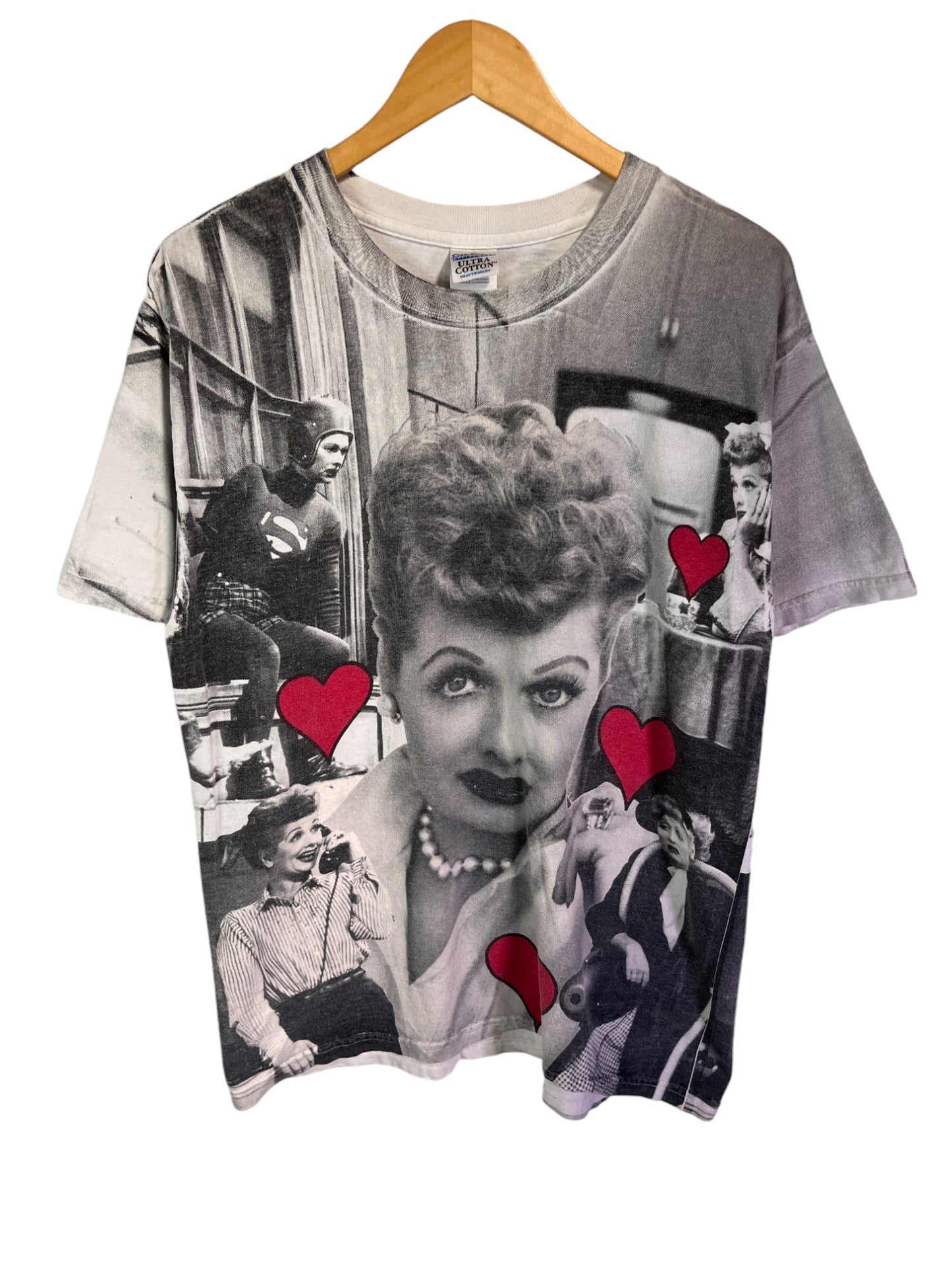 Vintage All Over Print I Love Lucy Graphic Tee AOP Size Large